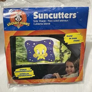 Vintage 2000 Tweety Bird Suncutters Auto Side Window Sunshade Glow in Dark Stars